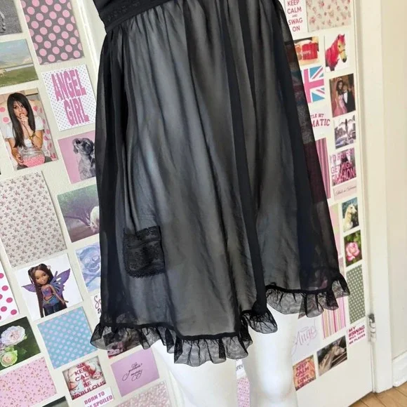 betsey johnson intimates black babydoll slip dress size medium - Picture 3 of 8
